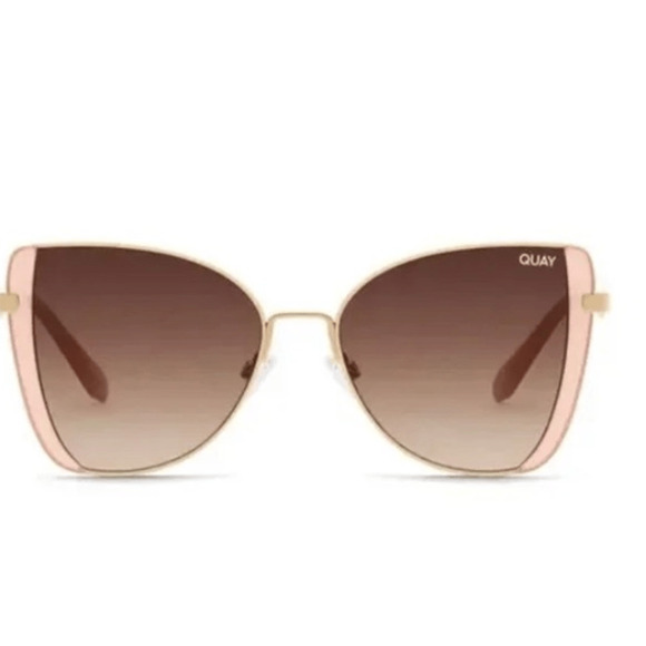 NEW! Quay Australia Cat-Eye Rose Glow Up Sunglasses in Pink and Gold main image 3